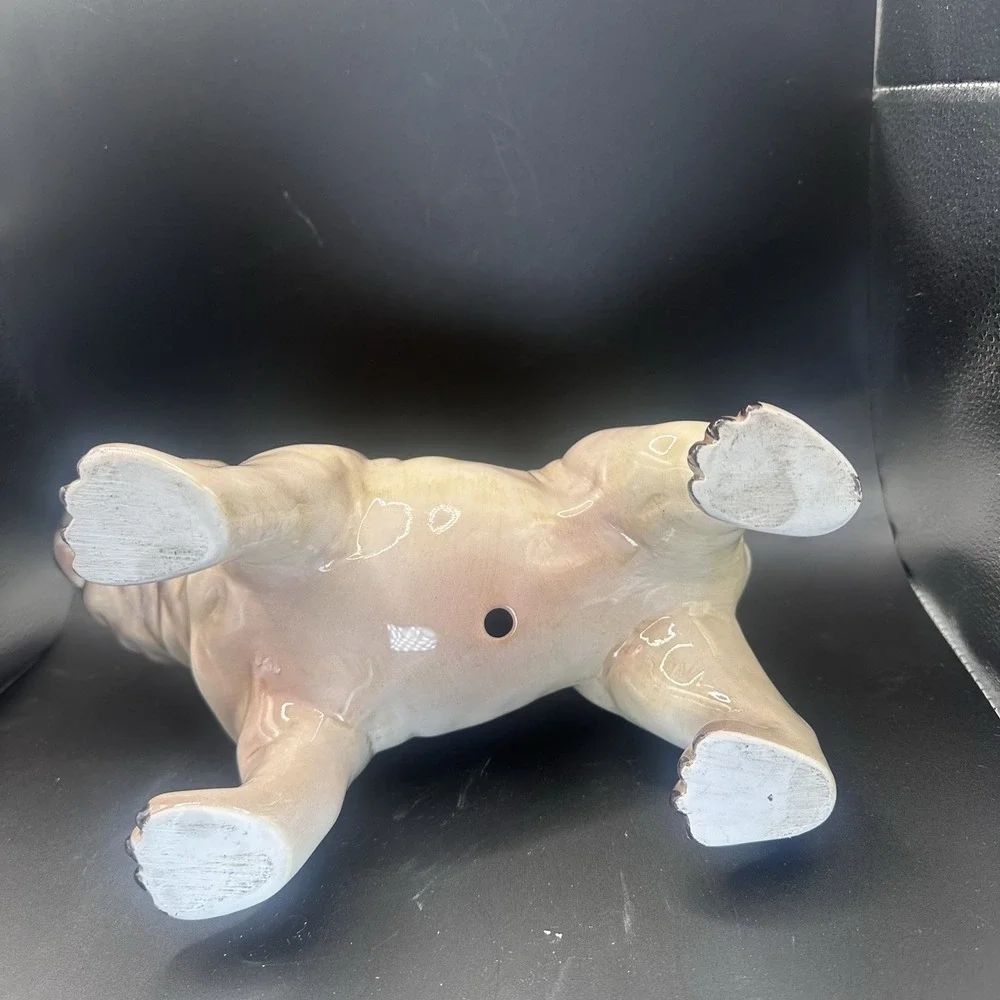 Vintage‎ Bulldog Porcelain Figurine Brown Old Money Decor 8 Inch Tall 10.5